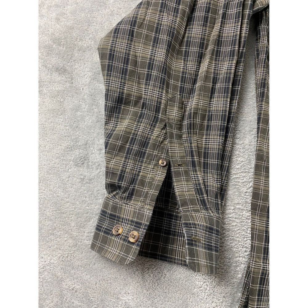 Paul Fredrick Mens XXLT Plaid Button Down Shirt Olive Green Long Staple Cotton - Picture 6 of 11